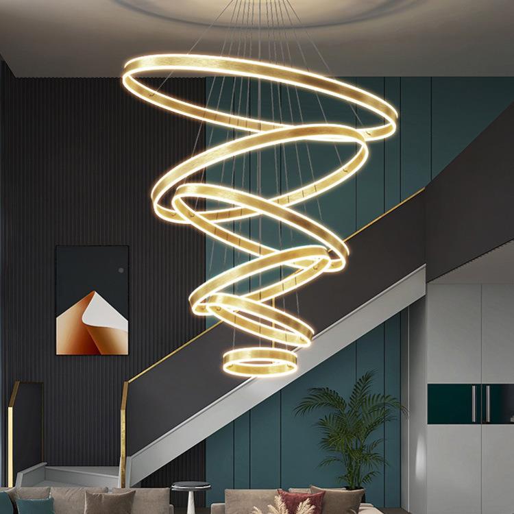 北欧时别灯尚复式楼客厅f大吊高级感墅lot公寓卧室餐厅805圆环灯