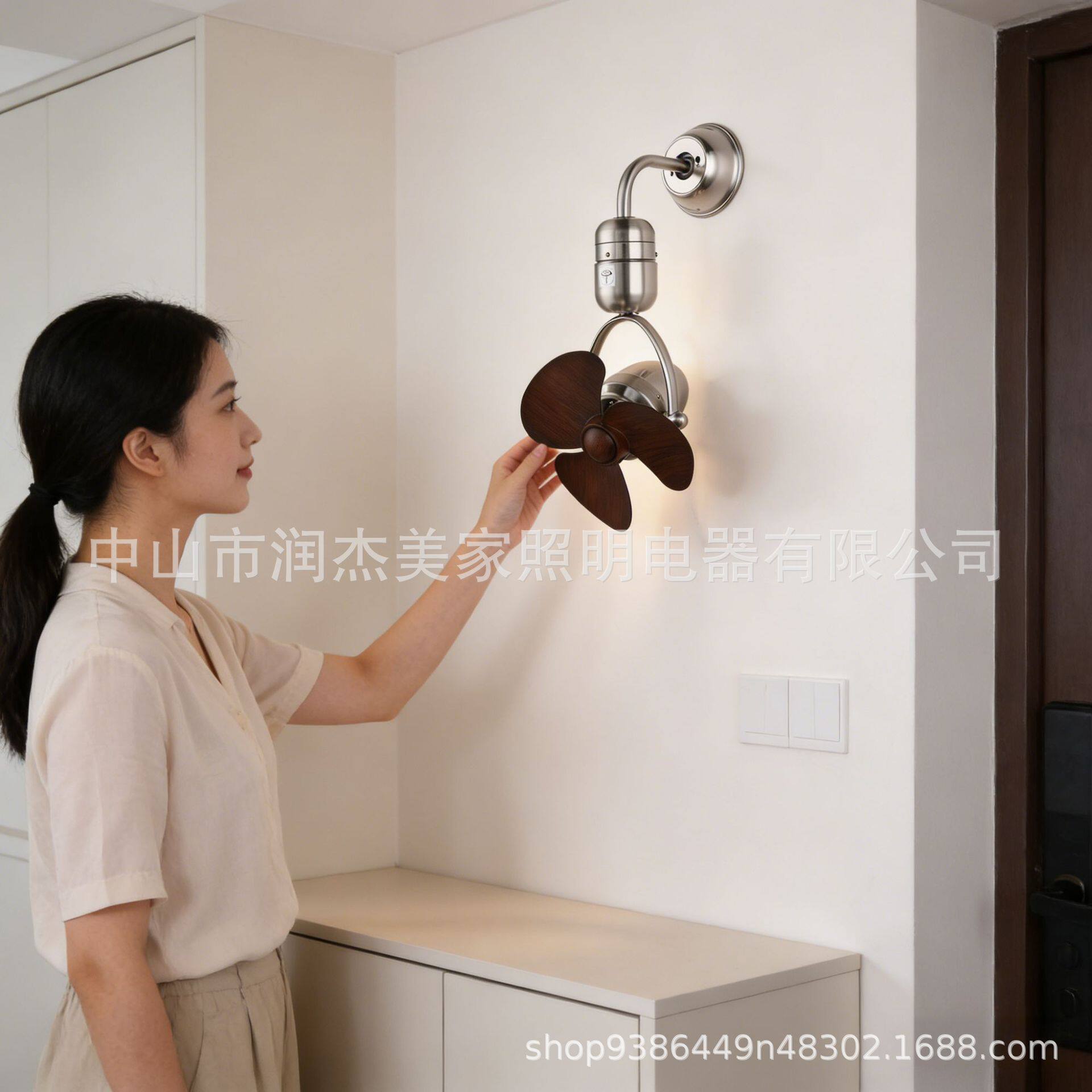家用商用壁扇12/16寸挂壁小吊扇侧装吊顶吊挂吊扇旋转小吊扇