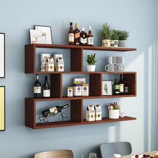 木实墙置物架多层酒架壁柜餐46157厅墙吊柜面书柜墙上上壁挂式储