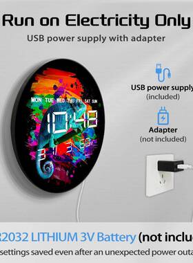 彩色背景蓝色FLG墙蜥蜴度简约挂钟电子多功静能家用时钟带温度湿