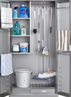 304不锈钢卫CTE洁柜学工厂保洁生工具柜家清校用储物拖把扫把收纳