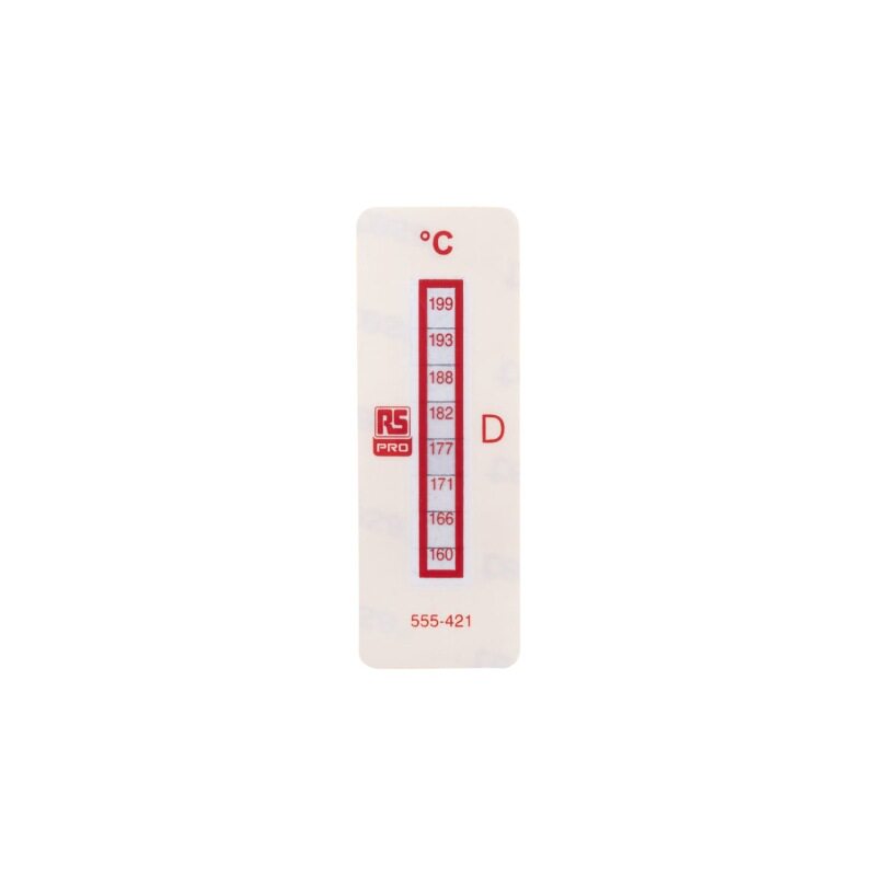 RS PRO 555-421不可逆转敏感温度标签160-199°C,18x51mm, 8级