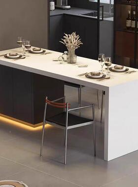 轻型奢板齐岩平岛台餐桌一体带小户家开放式厨房DTR中导用台储物