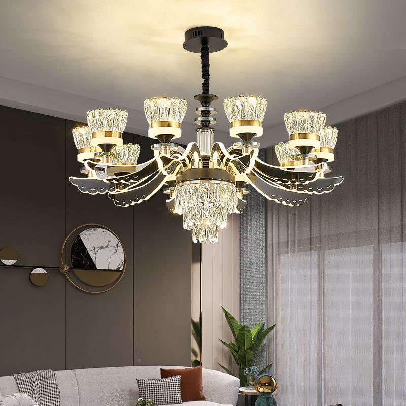 轻奢水晶吊款灯新灯臂发光卧6801水晶客灯厅主现代简约餐厅室K9水