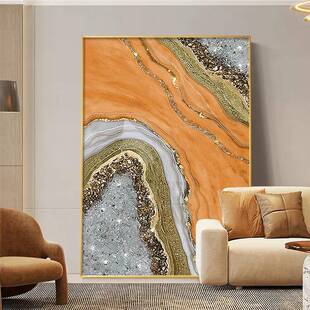 0YF芬手绘油画入户玄关装现饰画大代简约轻奢客厅抽象7橙156色过