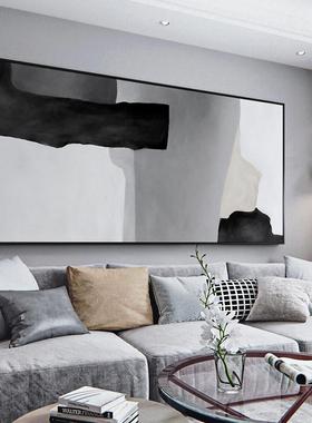 虚黑影若现现代抽象餐风格客VHR厅装饰白色油画墙画厅画床头挂画