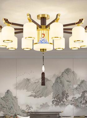 新中空全铜客厅吊灯实现代简式约中国风别墅挑大木厅DNU灯餐厅卧
