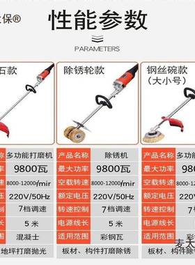 电机OWK动除锈机钢丝轮打磨彩机工钢抛光水泥字地面磨光机钢瓦麦