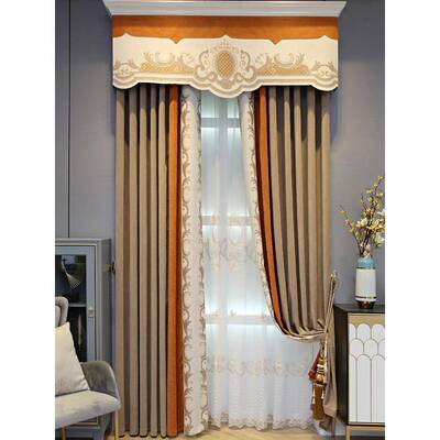 欧式窗帘宫宫豪房452间窗帘客厅刺绣感廷豪华别墅挑空复式楼廷华