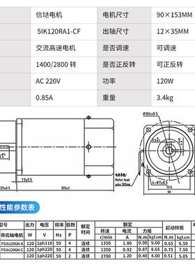 交1流调速电机6W5W5W40W6090W120WW207440W高速电2动机220V电机马