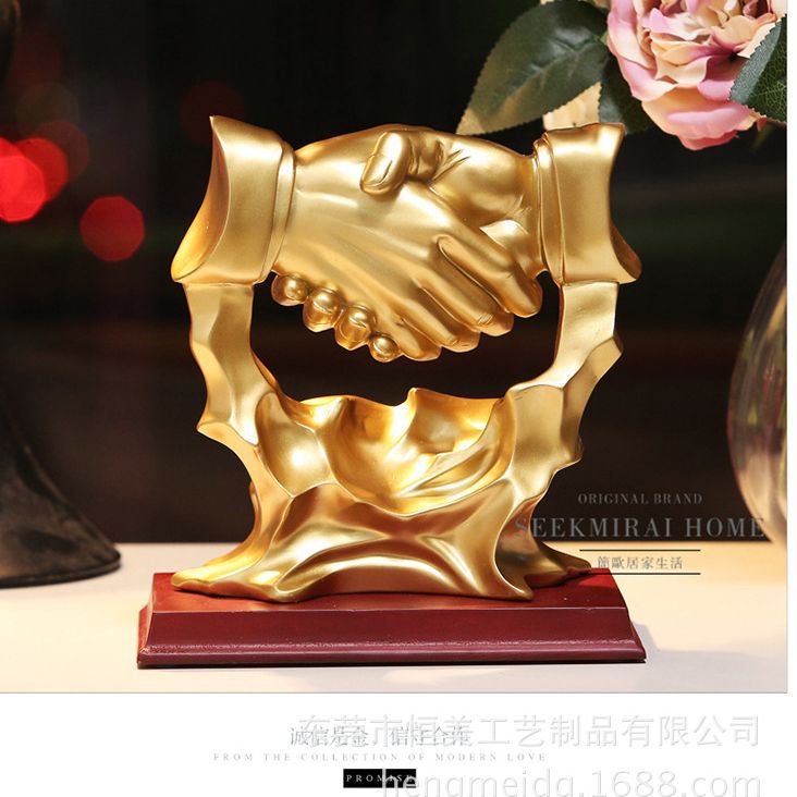 创意诚信手小号摆件商务高档办公桌面摆件家装饰品树脂工艺品批发