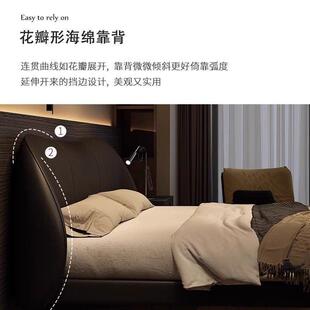 意复古漪头层床简约人青色双主卧式床卧室齐涟边悬浮HNS实木床