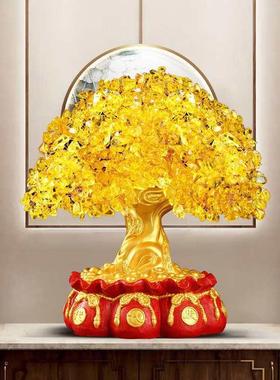 晶黄水发树聚树F768J87S摆件酒柜财装饰客厅电视柜摇钱树开业家居