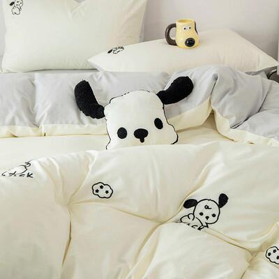 a类毛巾套绣可爱熊猫四件床单套被套件套公主风床上89126被床三单