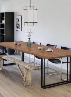 美复古实式木书桌068loft黑色写台办公电脑字桌现代简工约作原木