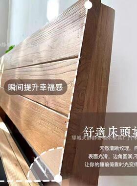 实木床老床榆木古双人床店酒民宿原木大仿单MHU人床原木床