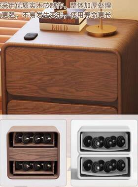 实木头床皮柜现代简床约轻奢小型卧室质家用皮质收纳边柜DWV超窄