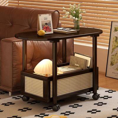 中古沙发边几家用厅床头移动轻奢茶几60411小可客风桌子双层置物