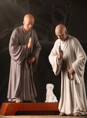 MDD中式紫砂小和尚件禅意家居客厅意装品创陶瓷人物书房茶摆桌饰
