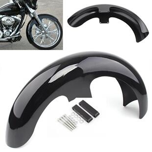 适用哈雷街道滑翔大滑翔路王亮黑色改装挡泥板21寸前挡泥板