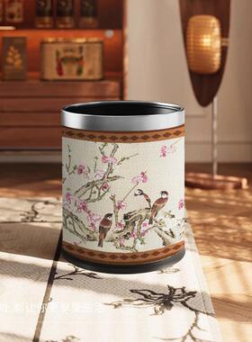 禾牧程双层垃圾桶家用客厅卧室大容量皮革古风高颜值创意中式纸篓