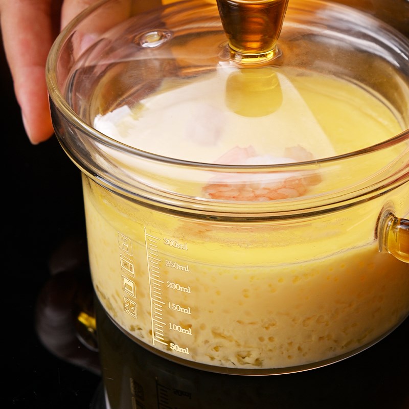 双耳玻璃炖盅燕窝炖盅宝宝辅食蒸锅蒸蛋羹带盖耐高温可微波玻璃碗