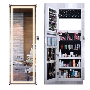 穿衣镜全身镜子壁挂收纳一体首饰柜家用带灯落地女生卧室试衣镜