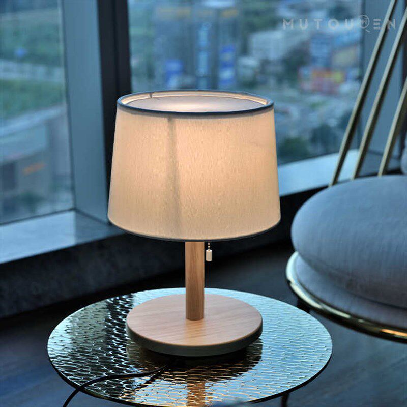 原木高质感台灯拉线开关布罩书桌卧室民宿酒店复古北欧护眼床头灯,家装灯饰光源,装饰台灯,淘宝优惠券,粉丝福利购,淘宝优惠卷