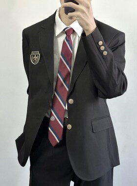 【刺篇】dk制服校供感上衣西装驼色蓝色男休闲外套学生西服套装