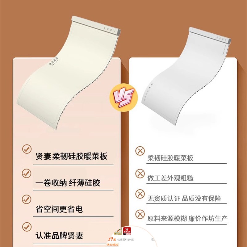 2023新款柔性暖菜板热菜神器餐桌垫冬季天折叠多功能保温板110V