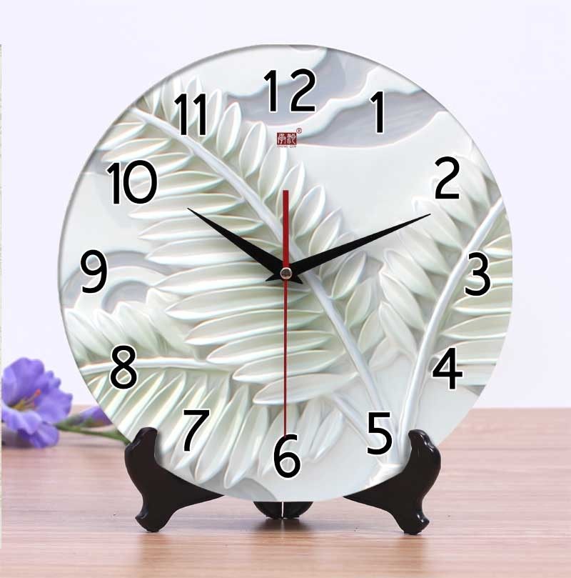 承沁新中式陶瓷钟表创意时钟挂钟座钟坐钟台式客厅静音仿玉雕效果