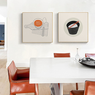 餐食时光 北欧饭厅装饰画美食水果饭厅厨房挂画双联樱桃草莓红色