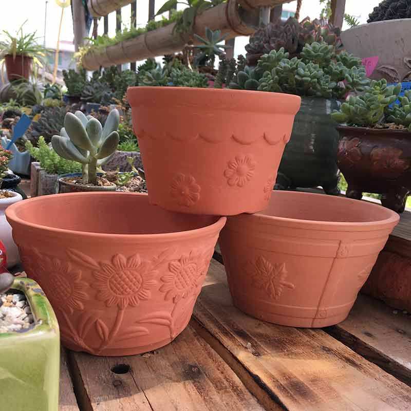 红陶圆形花盆 多肉植物花盆 圆形红陶花盆 工艺浮雕花盆 种肉盆,鲜花速递/花卉仿真/绿植园艺,花盆,淘宝优惠券,粉丝福利购,淘宝优惠卷