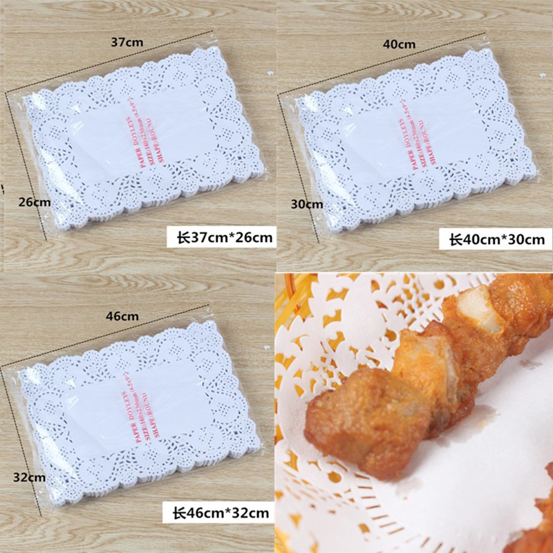 一次性长方形花底纸吸油纸圆形花边垫纸椭圆形蕾丝烧烤垫盘纸商用