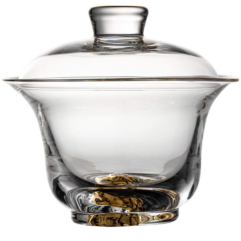 左茗右器日式高端藏金玻璃盖碗茶杯加厚描金泡茶碗单个功夫茶具