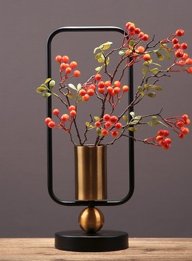 欧式金色金属花瓶客厅干花摆件北欧轻奢餐桌插花鲜花装饰玻璃花器