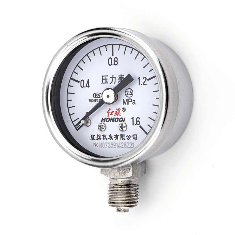 红旗仪表Y-40BF不锈钢压力表2.5级0-1mpa水压表油压表气压表M10*1
