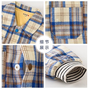 英格贝贝男童格子衬衫2025新款儿童衬衣外套春秋夹棉宝宝保暖上衣