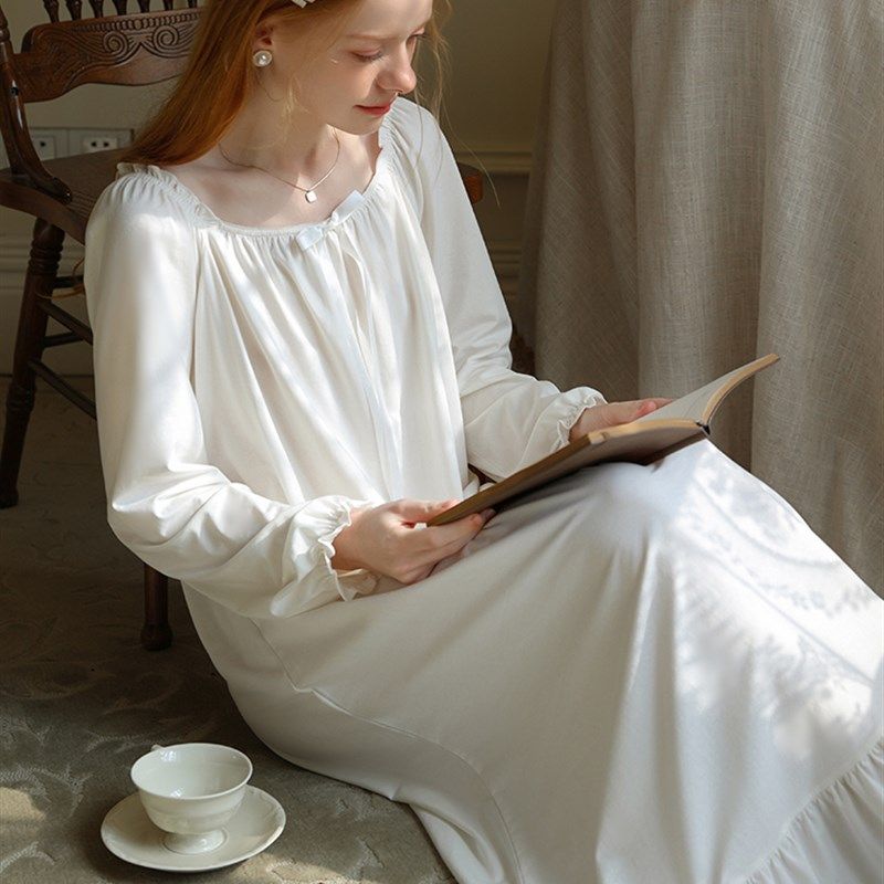 2023春夏复古宫廷风睡裙长款纯棉宽松大码法式公主风新品睡衣女薄