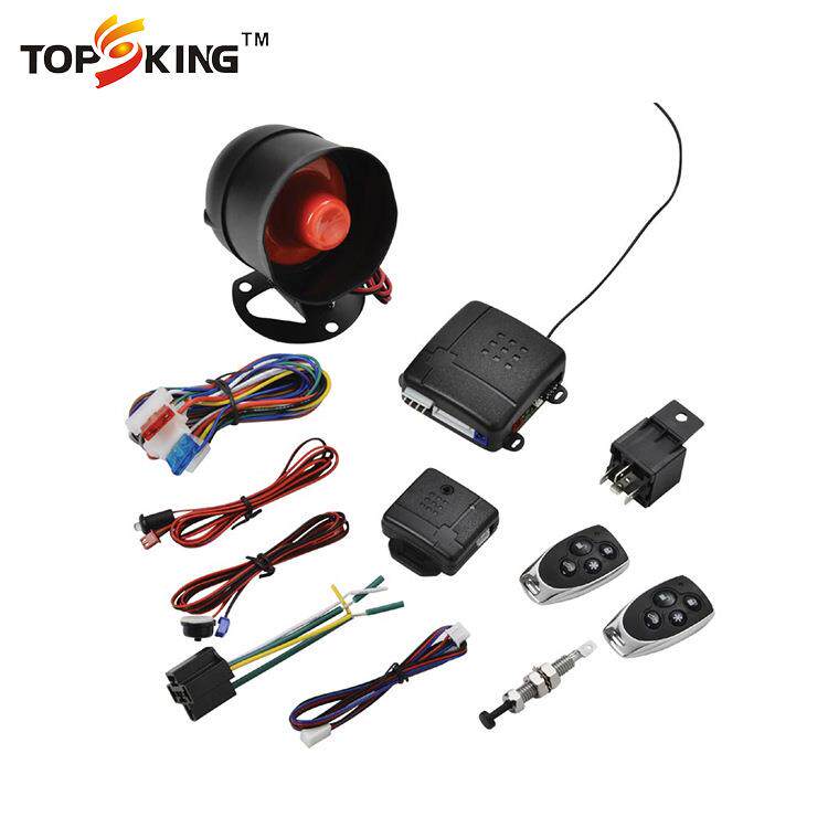 caralarm外贸英文包装12V汽车防盗报警器两遥控带报警喇叭熄火线