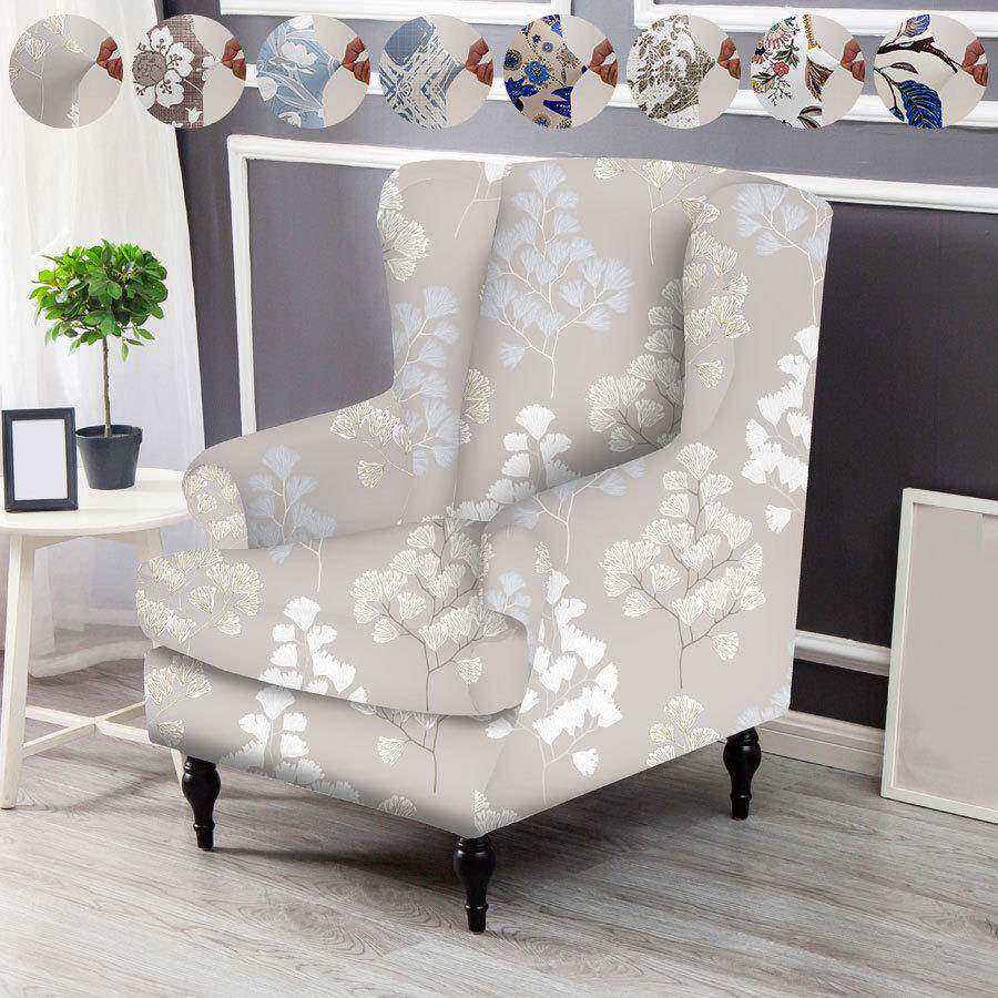 2pcs印花氨纶柔软贴合老虎凳椅子套可水洗家具保护套带弹性底部