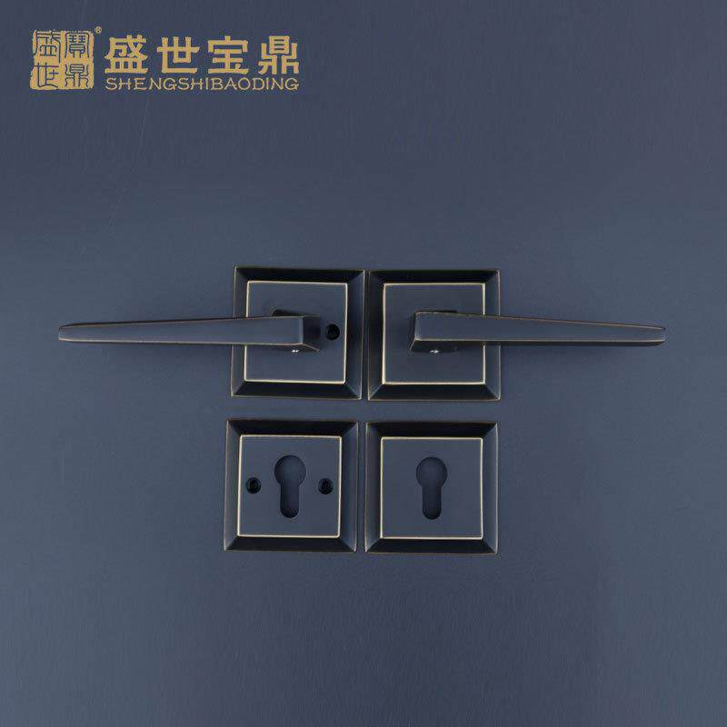 门锁实木房间门锁FT03-G27黑青古室内房门执手锁铜锁门锁