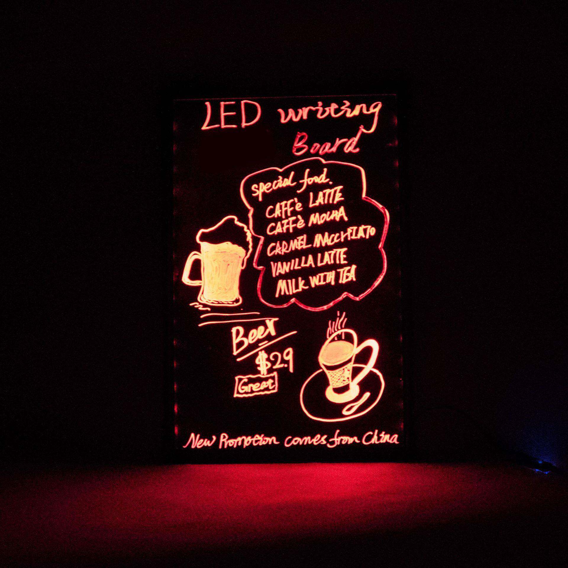 LED电子荧光板6080手写板广告牌荧光黑板支架式留言发光板展销板