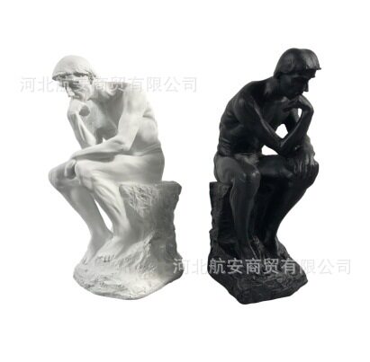 现代简约创意树脂思考人物沉默者样板房售楼处桌面书柜书架饰品