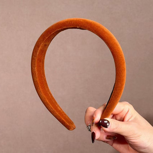 潮时点法式复古丝绒发箍南瓜色宽边高颅顶 秋冬百搭氛围感头箍