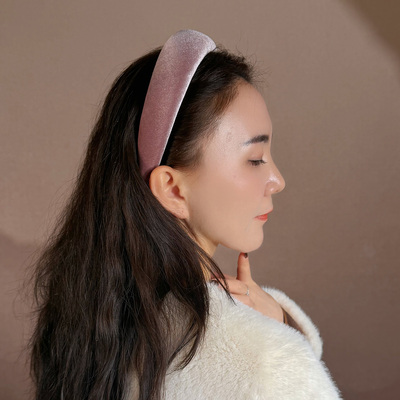 高级感丝绒宽发箍女莫兰迪色系