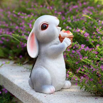 子树阳DAX25031脂可爱兔摆件景室外花园布置动物雕像太能庭院灯园