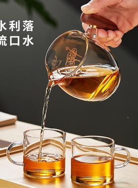 木柄玻璃公杯道高温加厚2025款高新硼耐硅泡茶海滤茶水BME分茶器