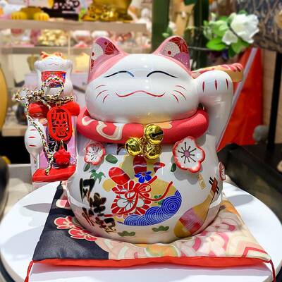 喵招铺财猫陶瓷店前台收银乐台创摆件意礼品客厅家居装饰存sw9寸