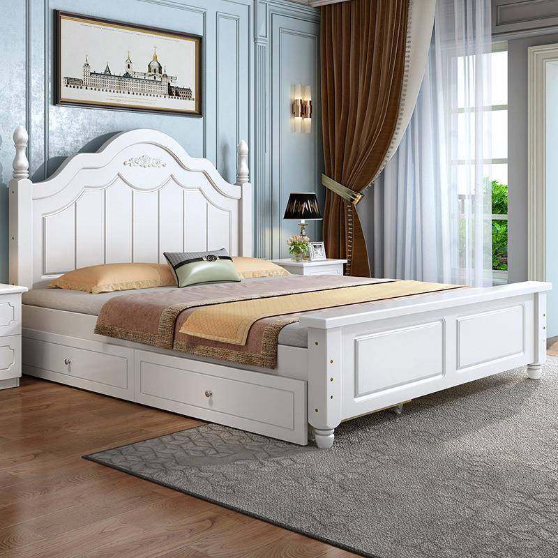 实木床现代简约轻租奢主卧1.5双人经济型欧式.9.252米出床房1单人